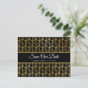 Gold Foil abstract Pattern Save The Date Announcement Postcard