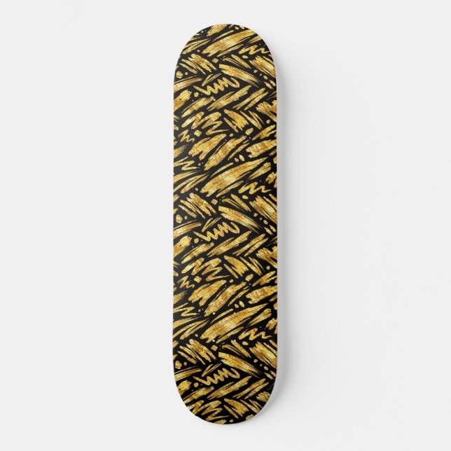 Gold Foil Abstract Pattern Skateboard (Front)