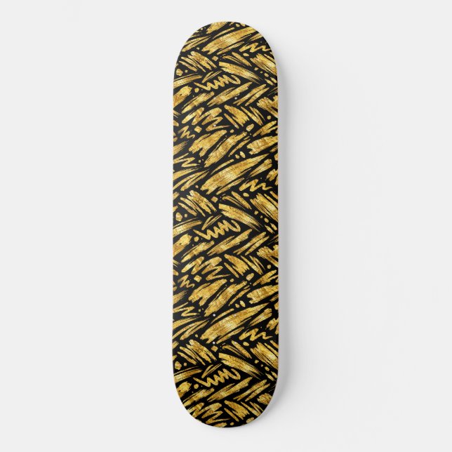 Gold Foil Abstract Pattern Skateboard (Front)