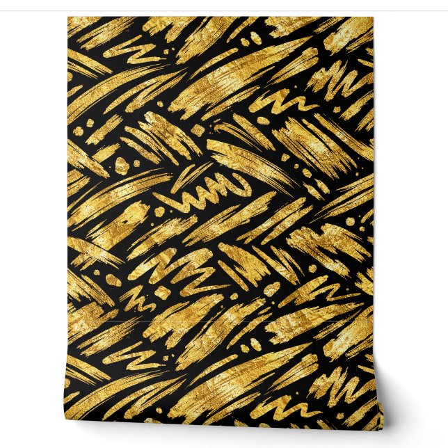 Gold Foil Abstract Pattern Wallpaper (Unrolling)