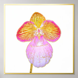 Gold Foil Accent of Red Moon Orchid Print 