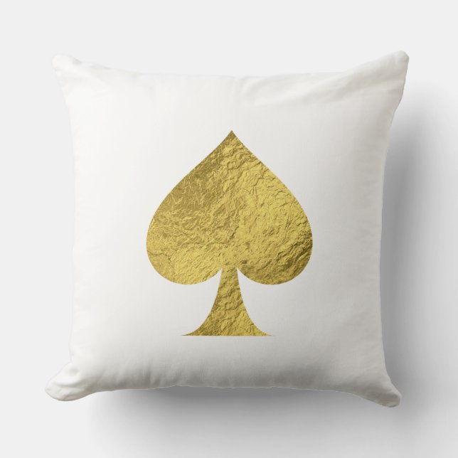 Gold Foil Ace of Spades Throw Pillow (Front)