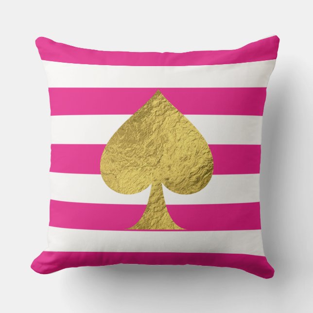 Gold Foil Ace of Spades Throw Pillow (Front)