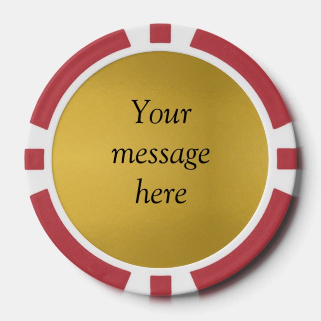 Gold foil add your custom message text hereglitter poker chips (Front)