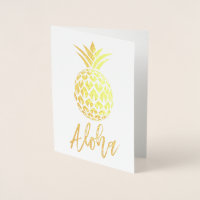 Gold Foil Aloha Card with Pineapple Pattern