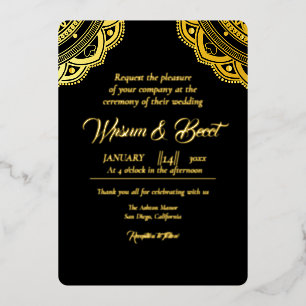 Gold foil and black luxury invitation card design