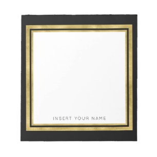 Gold Foil and Black Personalized Notepad 5.5" x 6"