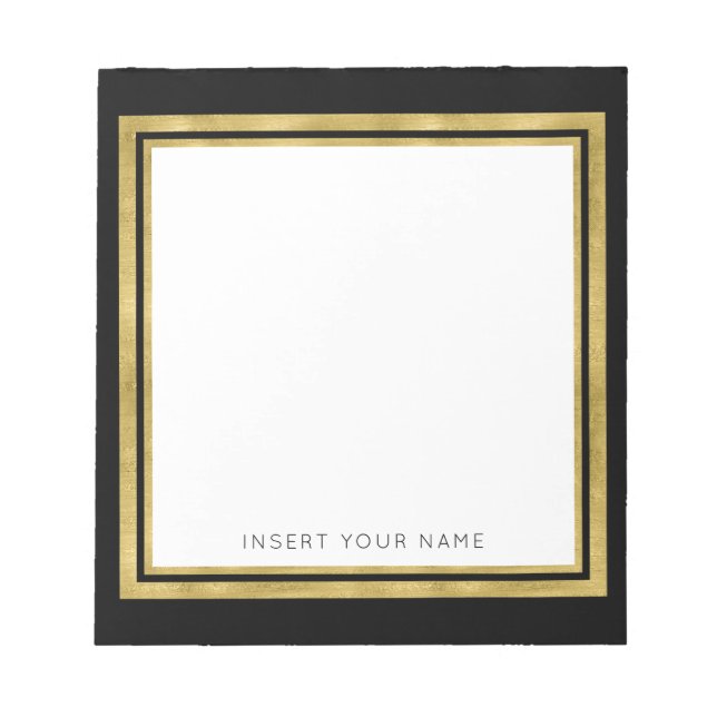 Gold Foil and Black Personalized Notepad 5.5" x 6" (Front)