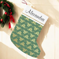 Gold Foil and Green Hawaiian Tropical Flowers