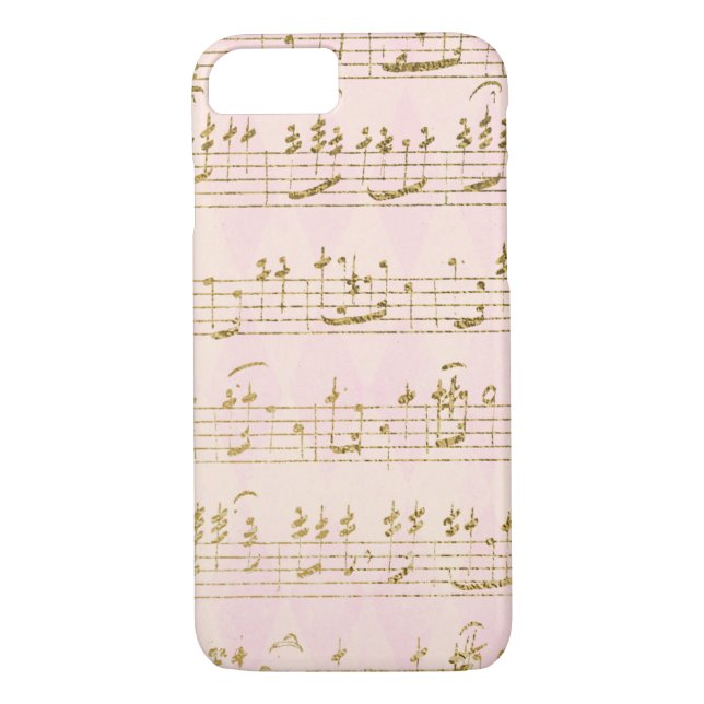 Gold Foil and Rose Gold Musical Notes Pattern Case-Mate iPhone Case (Back)