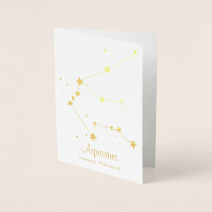 Gold Foil Aquarius Zodiac Sign Constellation Card