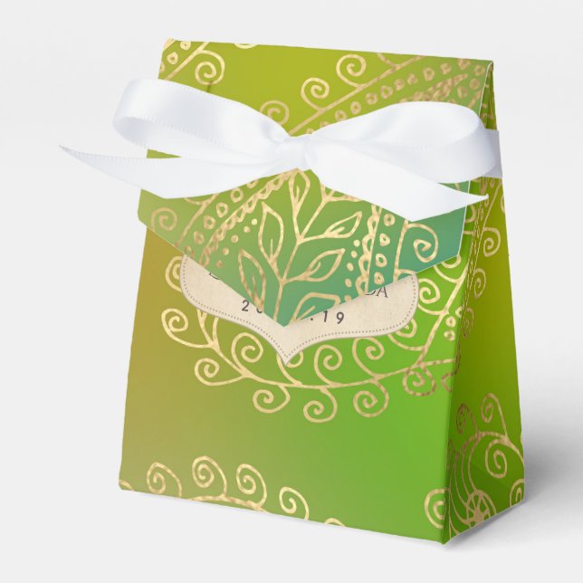 Gold Foil Arabian Nights Themed Party Favor Box (Front Side)