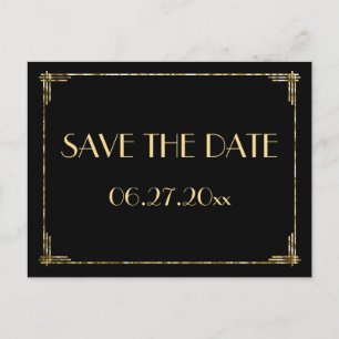 Gold Foil Art Déco Enregistrer la date Cartes post