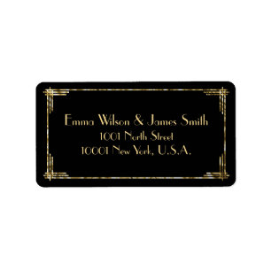 Gold Foil Art Déco Great Gatsby Étiquettes de adre