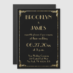 Gold Foil Art Déco Mariage Invitations Magnets