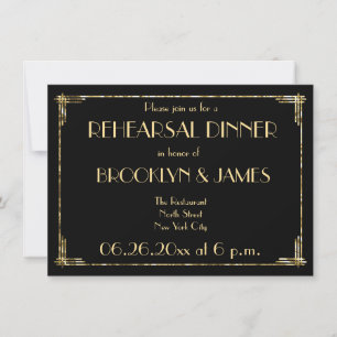 Gold Foil Art Déco Mariage Répétition Invitations