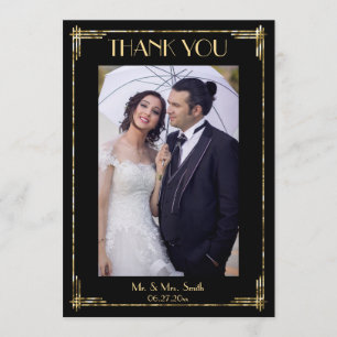 Gold Foil Art Déco Merci Cartes de mariage