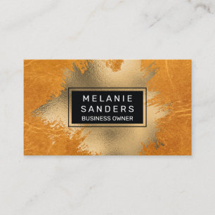 Gold Foil Artistic   Metallic Gold   Leather Business Card