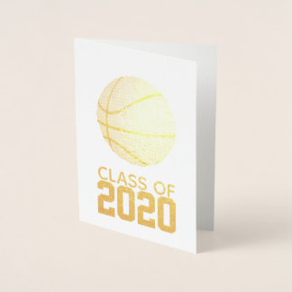 Gold Foil Basketball Graduation Card