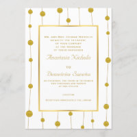 Gold foil beads and frame modern wedding
