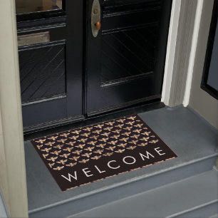 Gold Foil Bee Print Welcome Mat