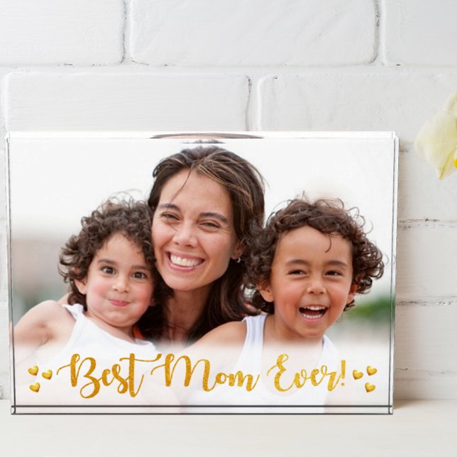 Gold Foil Best Mom Ever Light Border Photo Block (Creator Uploaded)