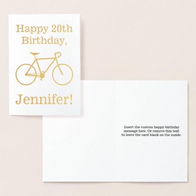 Gold Foil Bicycle Silhouette + Happy Birthday Foil Card (Display)