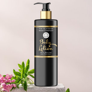 Gold Foil & Black Body Lotion Étiquette à bouteill