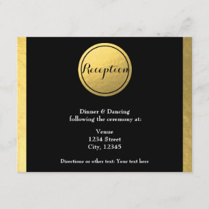 Gold Foil & Black Circle Wedding Reception Card