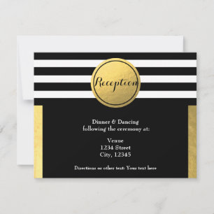 Gold Foil & Black Circle Wedding Reception Card