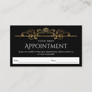 Gold Foil Black Classic Vintage Swirls Custom  App Appointment Card
