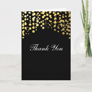 Gold Foil Black Confetti Wedding Thank You Card