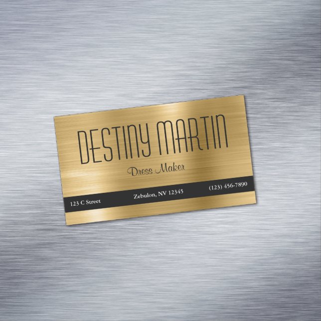 Gold Foil Black Contact Bar Magnetic Business Card (In Situ)