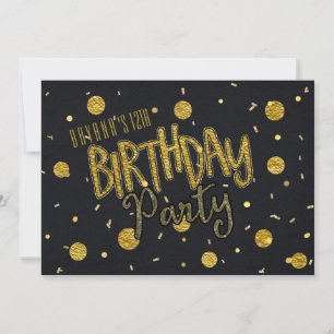 Gold Foil & Black Glam BIRTHDAY PARTY Invitations