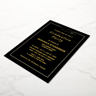 Gold Foil Black Graduation Invitation Framed