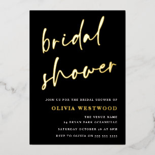 Gold Foil & Black Modern Bridal Shower Golden 