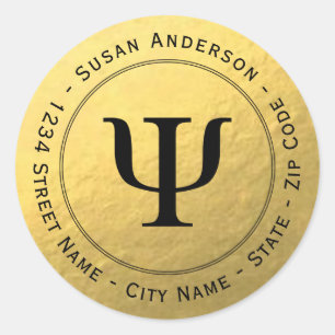 Gold Foil Black Psi Symbol Return Address Label