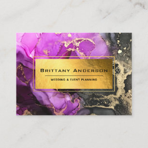 Gold Foil Black Purple Celestial Custom Business Card