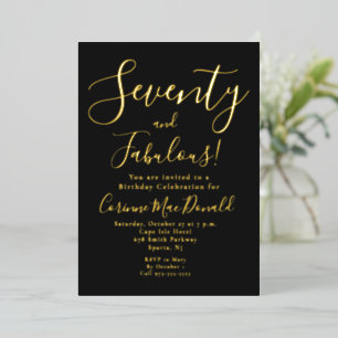 Gold Foil Black Seventy & Fabulous 70th Birthday