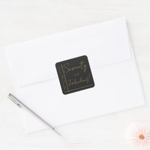Gold Foil Black Seventy & Fabulous 70th Birthday Square Sticker