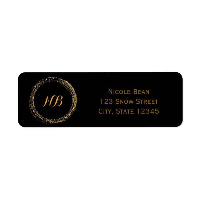 Gold Foil & Black Sparkle Glamour Circle Labels (Front)