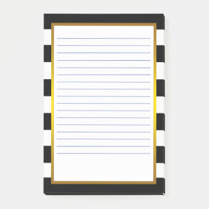 Gold Foil Black Stripe clean Lined Business Lines Post-it Notes