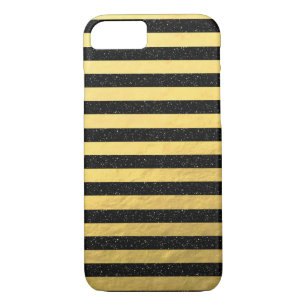 Gold Foil Black Stripes iPhone 7, Barely There Case-Mate iPhone Case