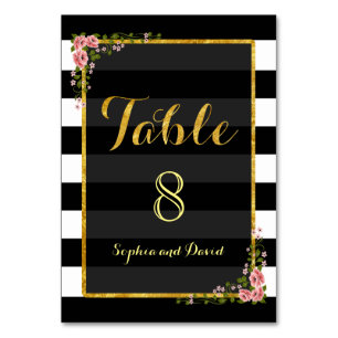 Gold Foil Black Stripes Mariage NUMÉRO DE TABLE