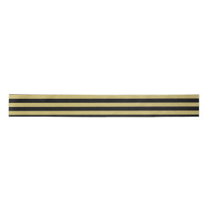 Gold Foil Black Stripes Pattern Satin Ribbon