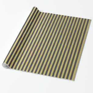 Gold Foil Black Stripes Pattern Wrapping Paper