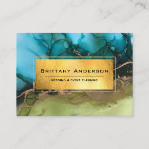 Gold Foil Black Teal Green Custom Business Card