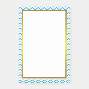 Gold Foil Blue Teal Chevron Zigzag Pattern Post-it Notes