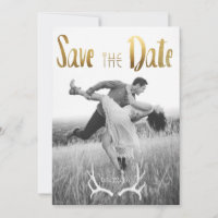 Gold Foil Bohemian Glamour | Photo Save the Date