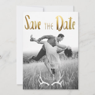 Gold Foil Bohemian Glamour   Photo Save the Date